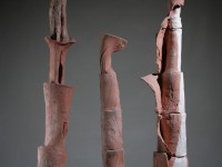 Gruppo di tre stele, 2018  terracotta h cm 108, 77, 100